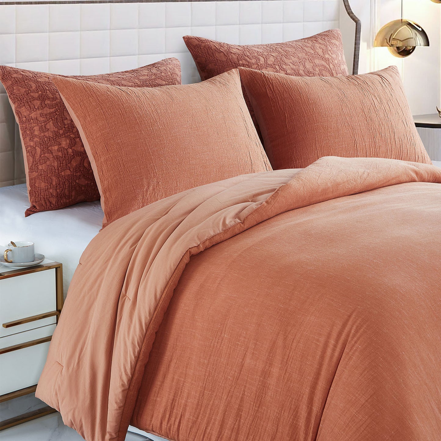 prewashed cotton linen 3pc comforter set