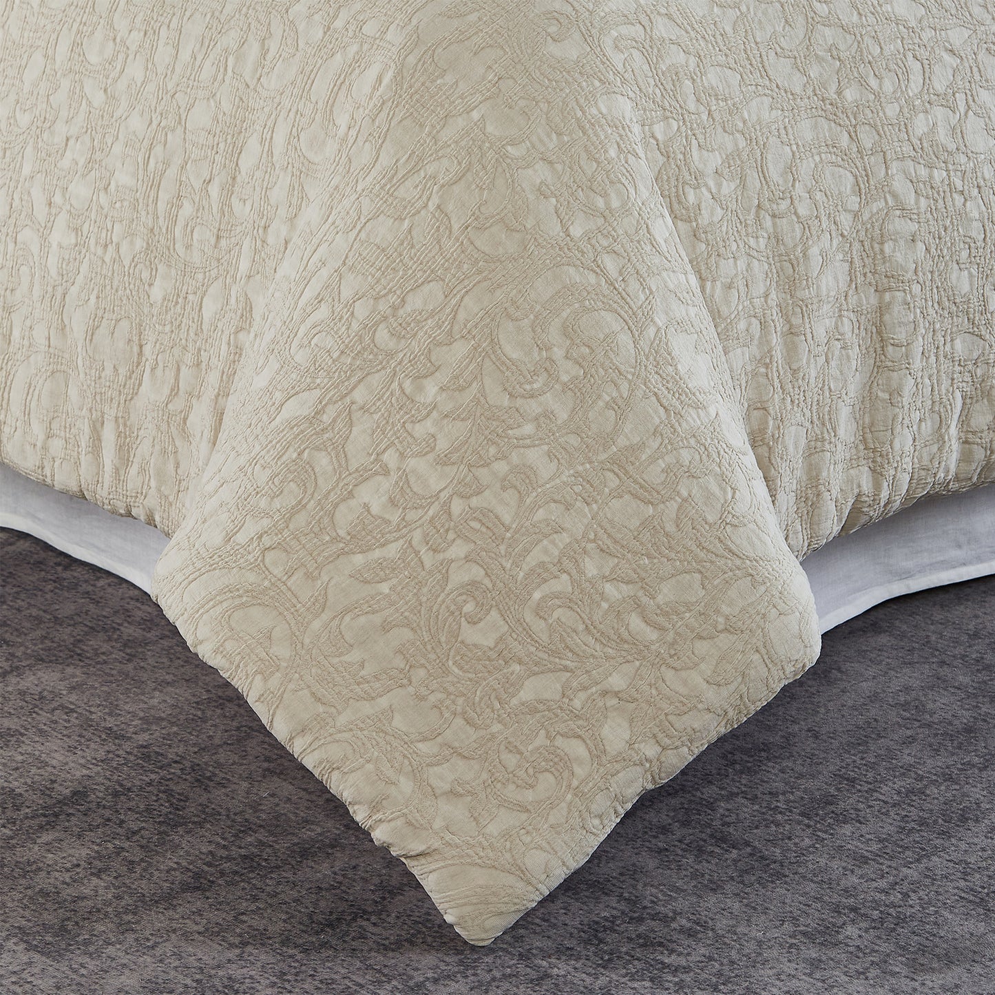 Comforter Set Beige 100% Washed Cotton Jacquard 3 pcs set